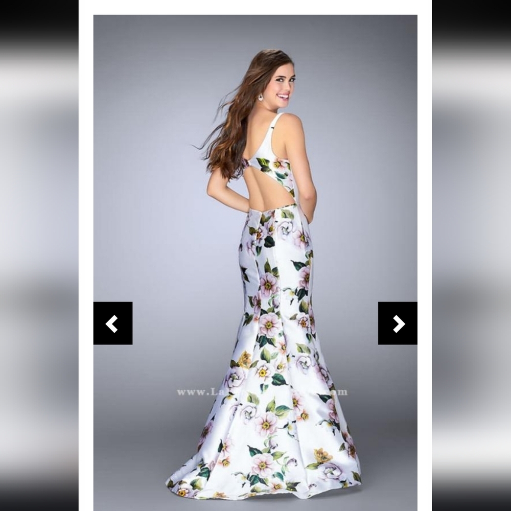 Floral White and Pink Evening Gown - Picture 7 of 7